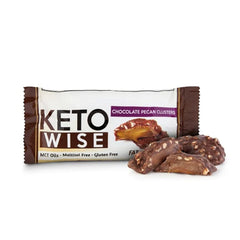 Keto Wise Fat Bombs close-up texture shows chocolate coating and pecan crunch.