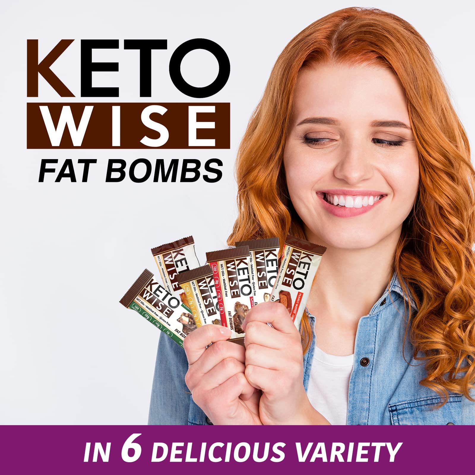 Keto Wise Fat Bombs foil-wrapper detail signals freshness and single-serve convenience.