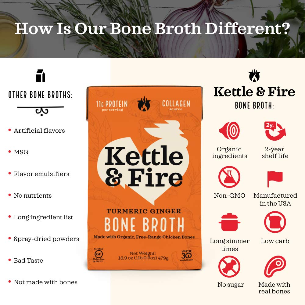 Kettle & Fire bone broth cup steaming offers a quick, warming option for keto-friendly snacks.