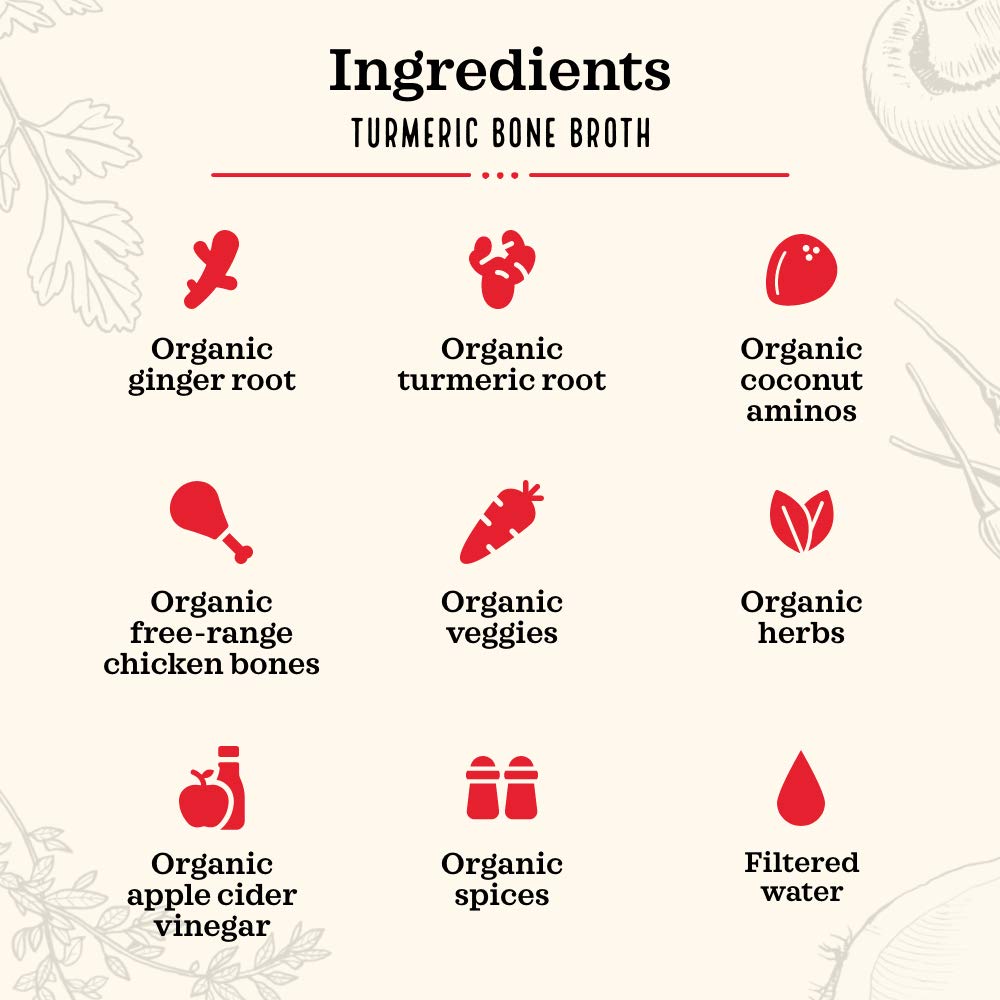 Kettle & Fire bone broth turmeric ginger jar label highlights premium ingredients for keto meals.