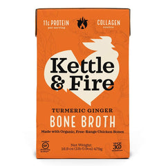 Kettle & Fire bone broth poured for a comforting, protein-rich start to your day.