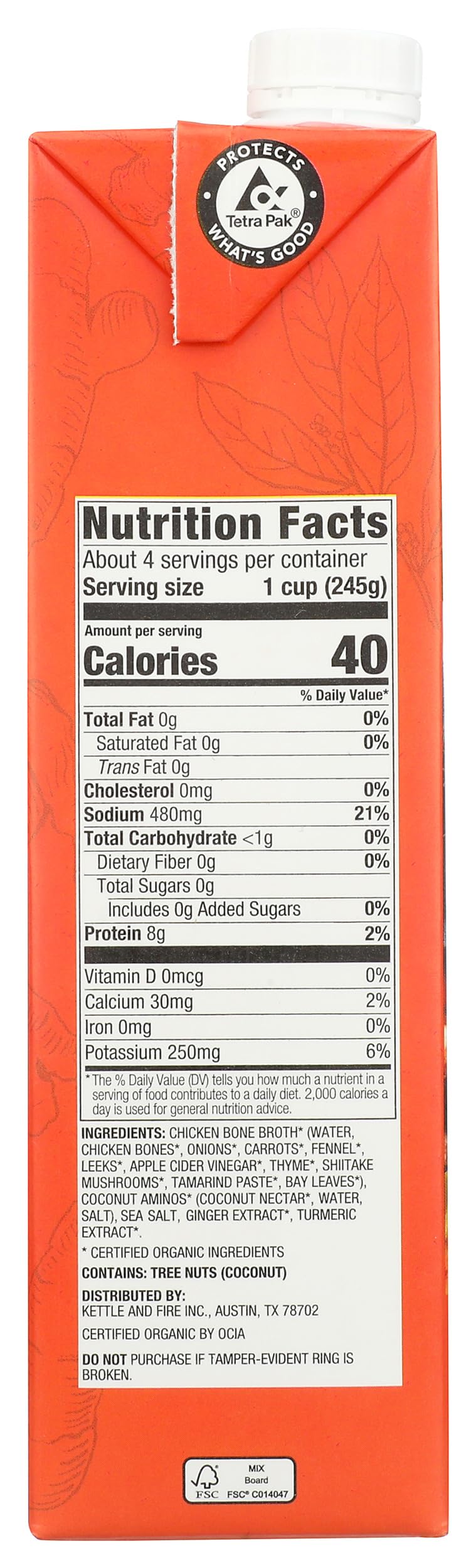 Kettle and Fire 32 oz bottle label closeup highlighting premium ingredients and quality