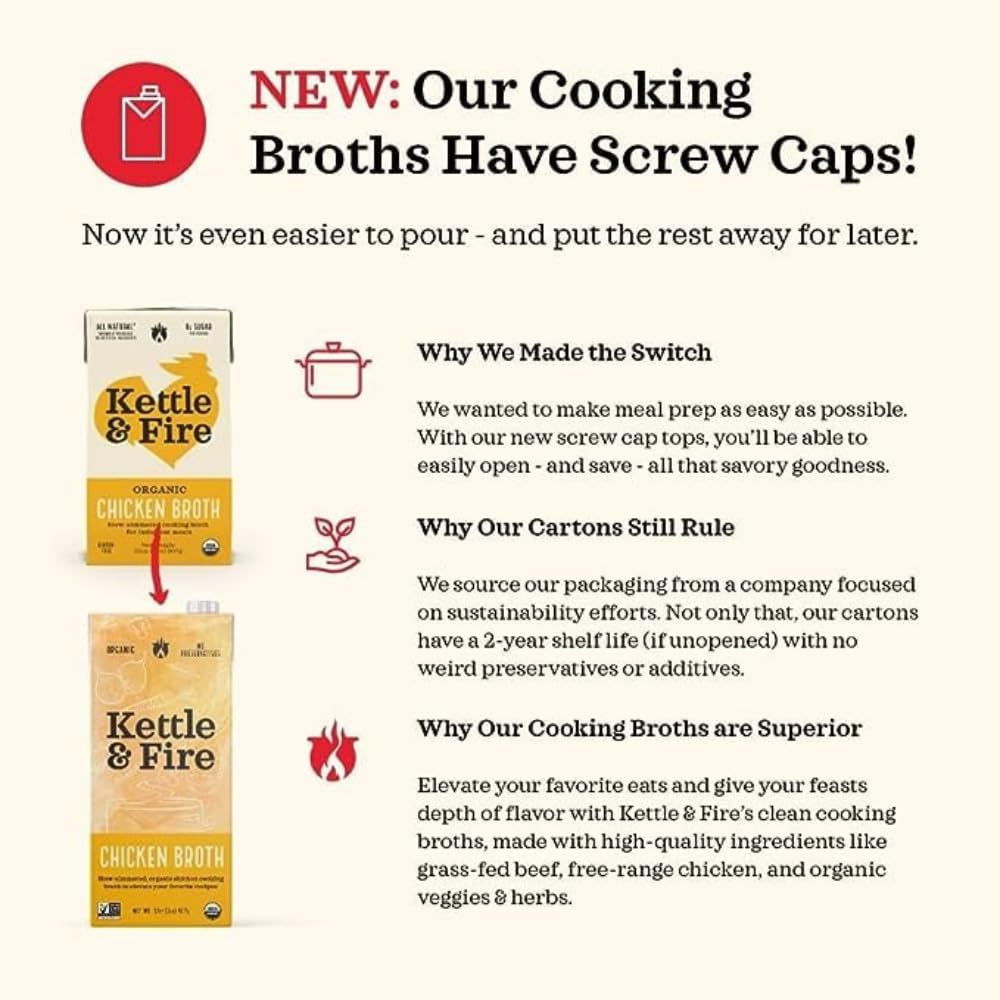 Kettle & Fire beef broth low-sodium bowl serves comforting, nourishing dishes.