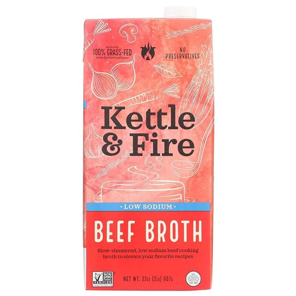 Kettle & Fire beef broth low-sodium pour for quick, versatile meals.