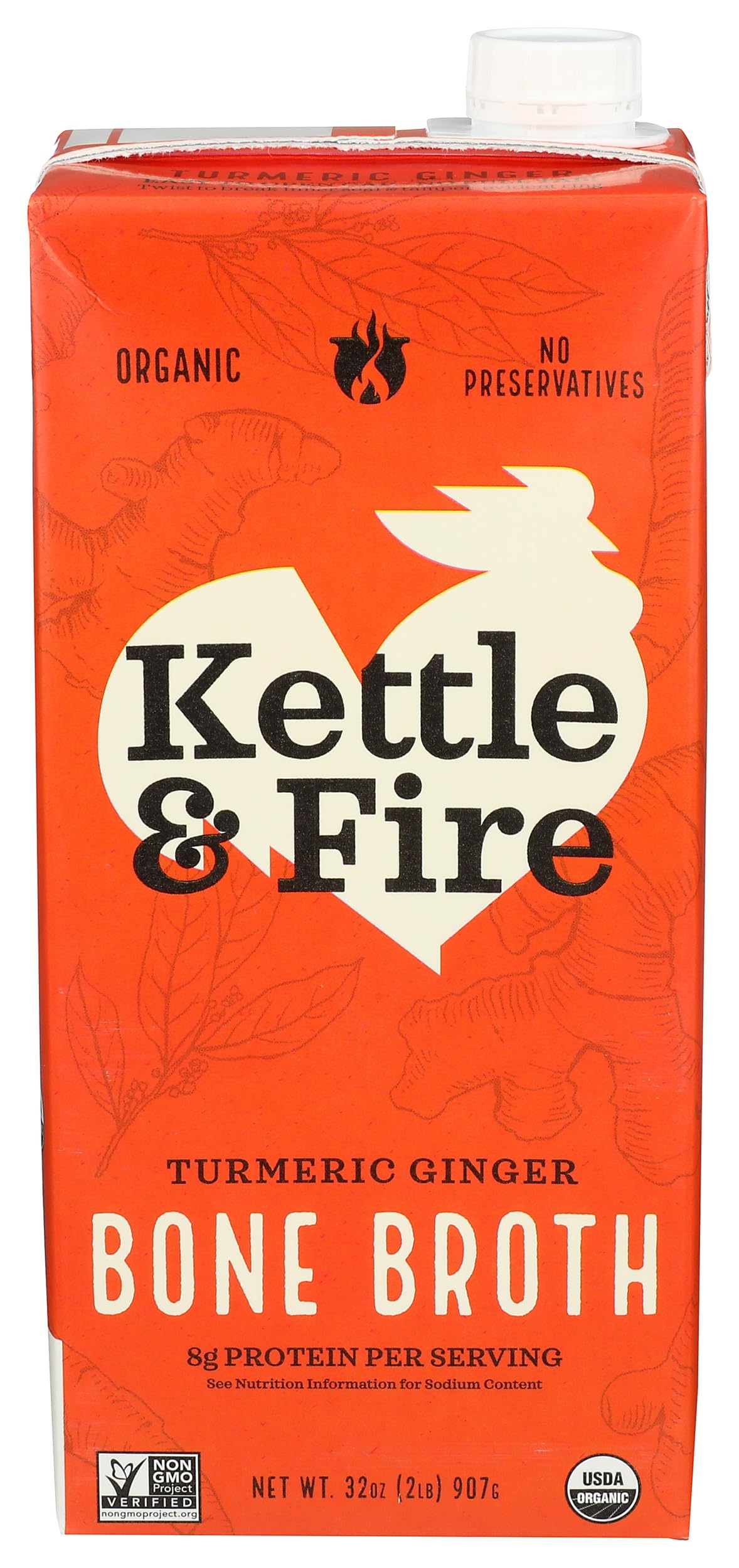 Kettle and Fire bone broth with turmeric and ginger in a steaming bowl for comforting meals