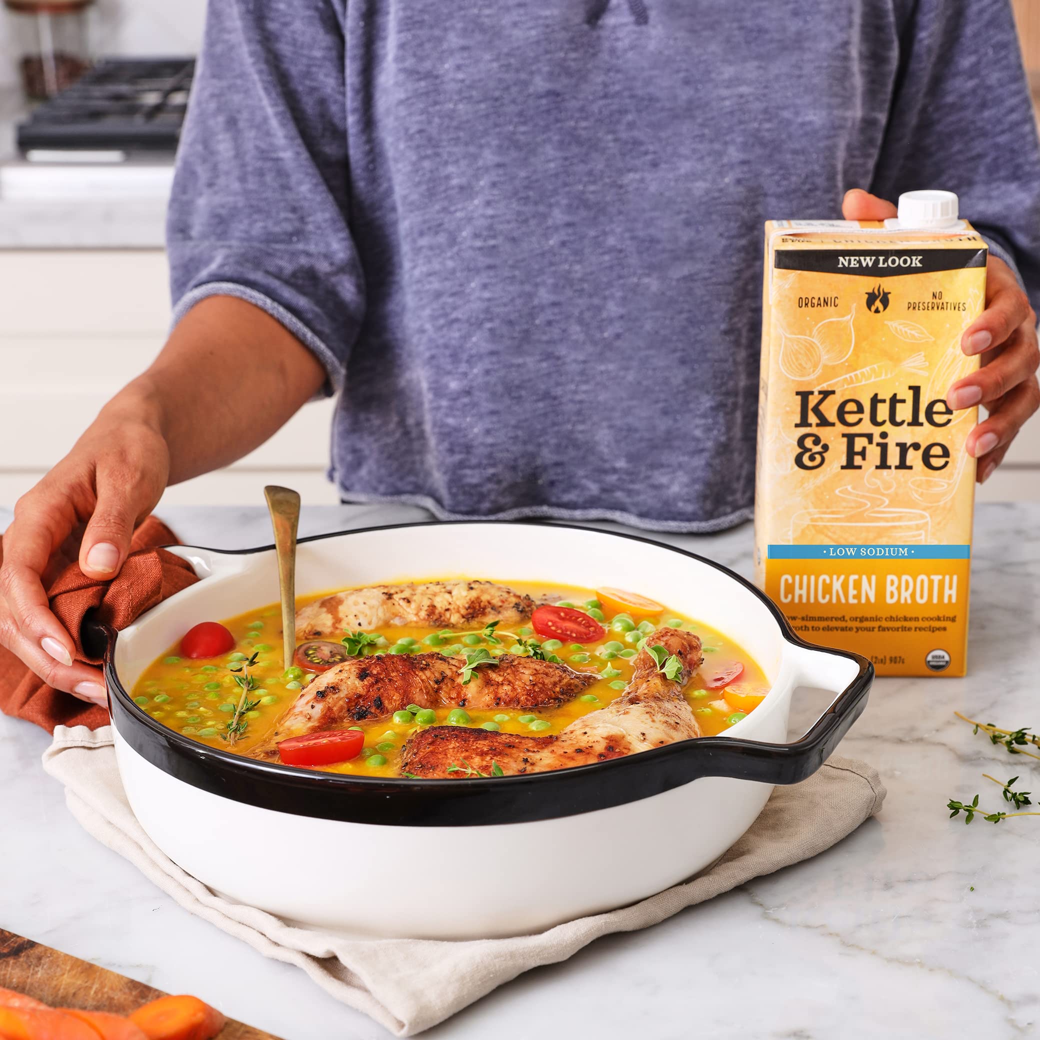 Kettle and Fire chicken broth 32oz ingredient list highlights natural components