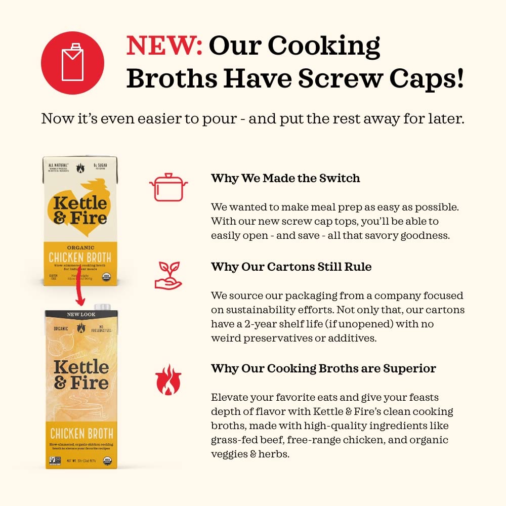 Kettle and Fire chicken broth 32oz ready-to-use bowl for quick meals