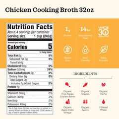 Kettle & Fire Organic Chicken Broth pour, golden and flavorful for risottos