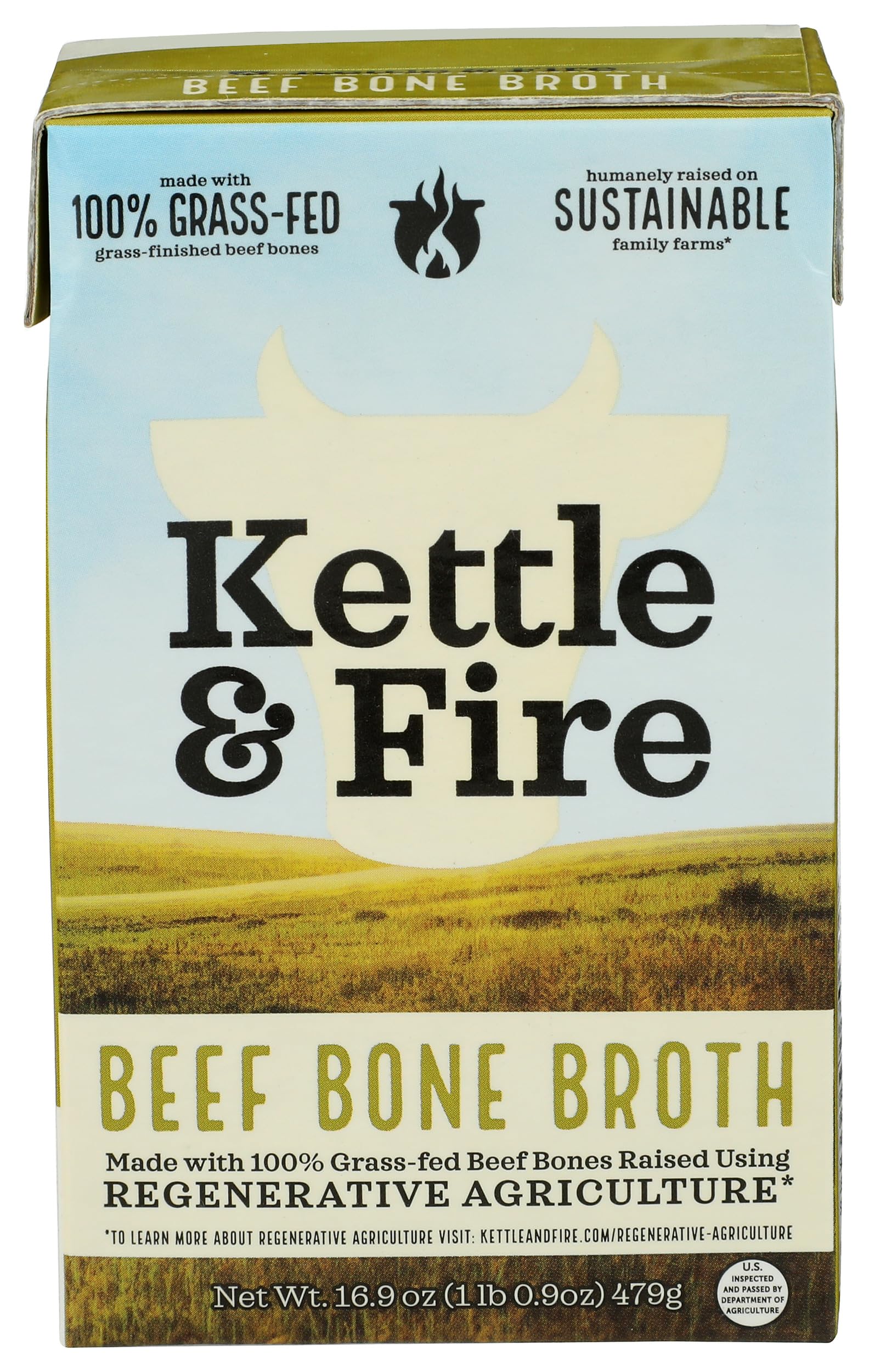 Kettle & Fire regenerative beef bone broth bottle for warming, comforting sips