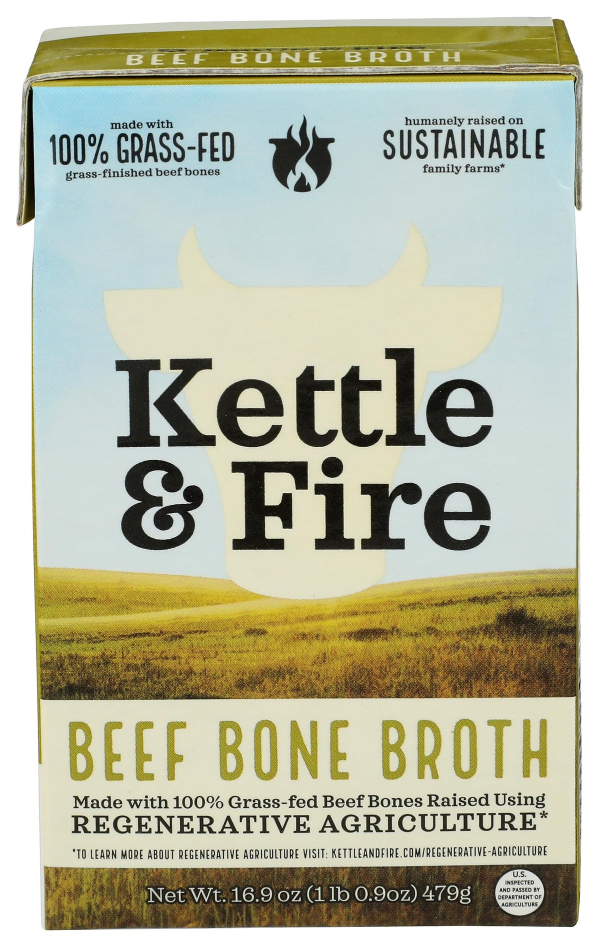 Kettle & Fire regenerative beef bone broth bottle for warming, comforting sips