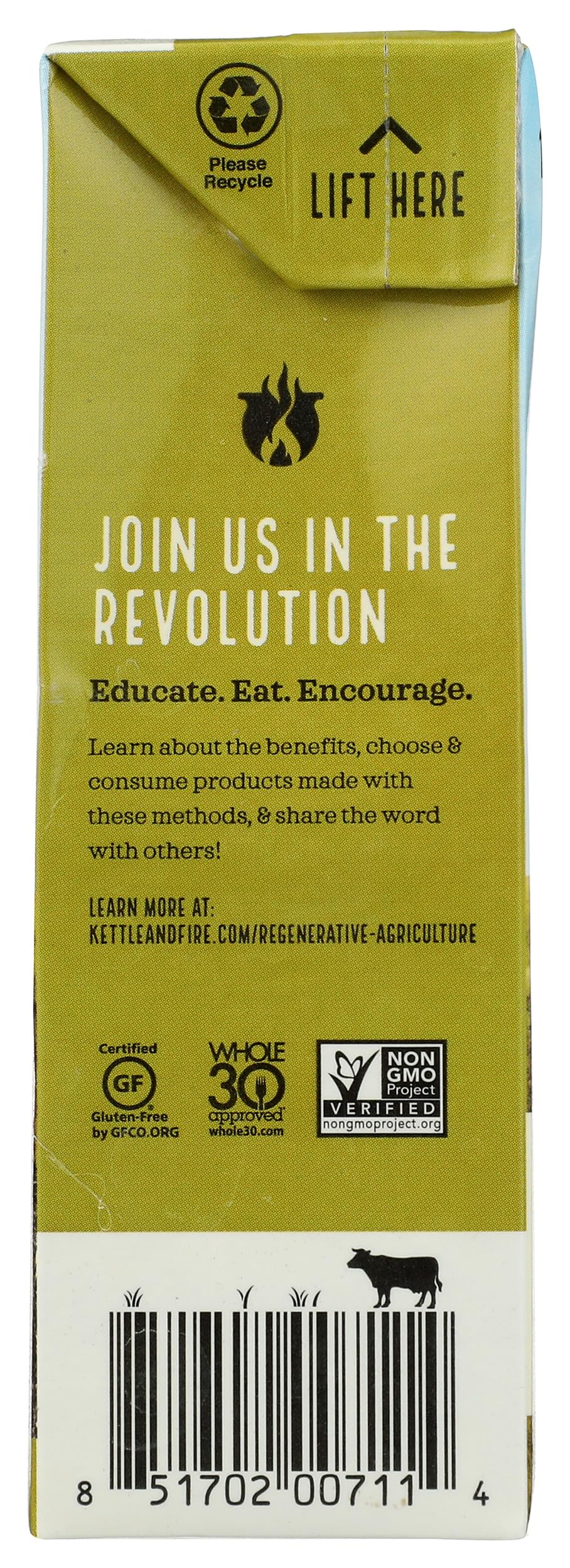 Kettle & Fire bottle on kitchen counter with recipe-ready broth