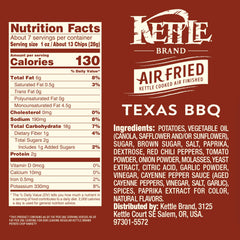 Closeup of Kettle Brand Air Fried Texas BBQ chips showing light texture.