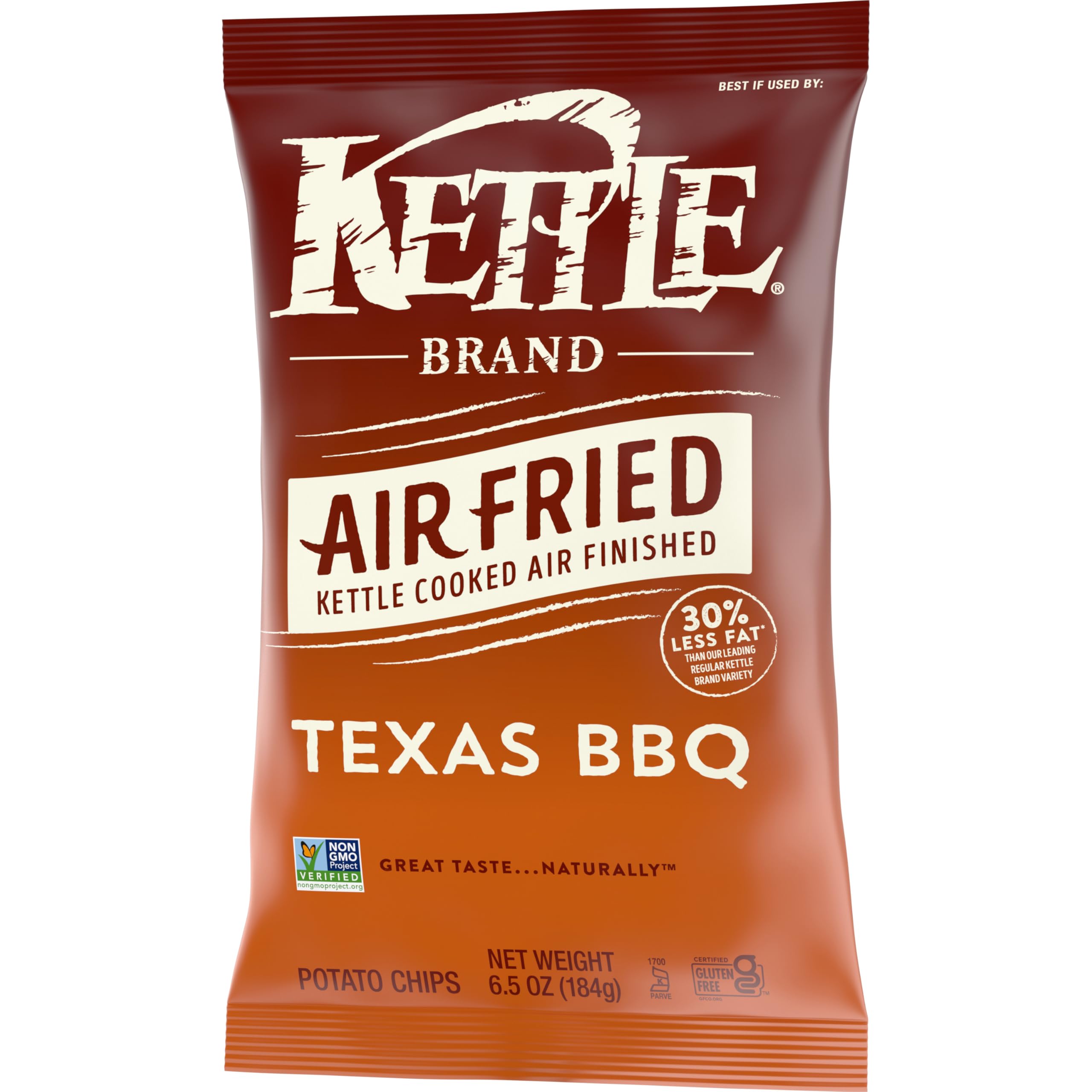 Kettle Brand Air Fried Texas BBQ chips closeup of airy texture.