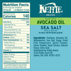 Kettle Brand chips closeup showing pink peppercorn for a bright, zesty finish