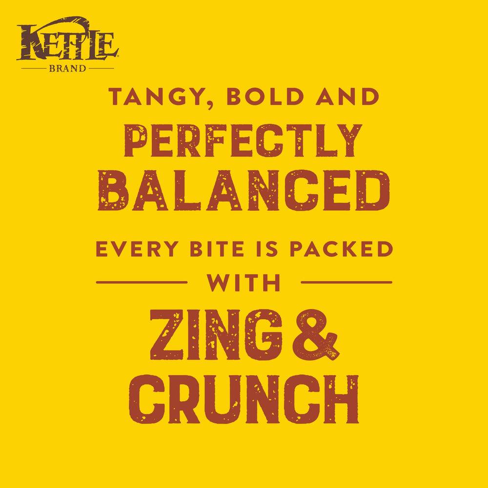 Bold tangy aroma and crunch as you open Kettle Brand chips.