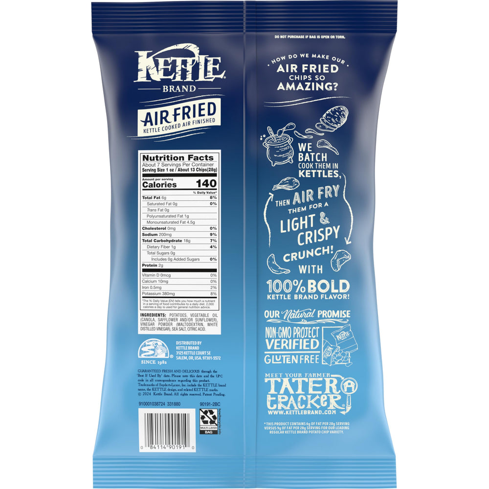 Kettle Brand crisp chip texture closeup emphasizes satisfying crunch.