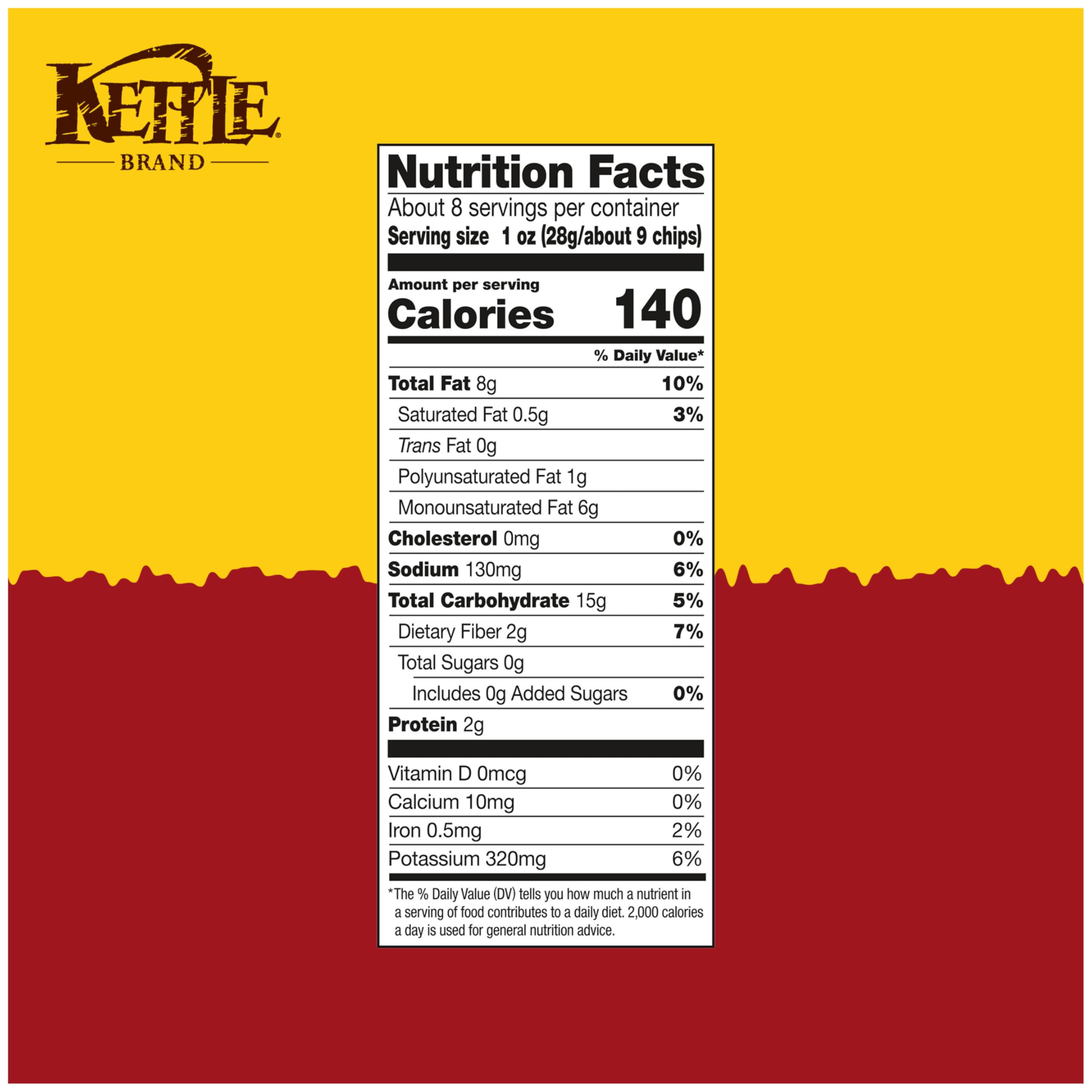 Kettle Brand Habanero Lime chips close-up highlights vivid seasoning for bold flavor.