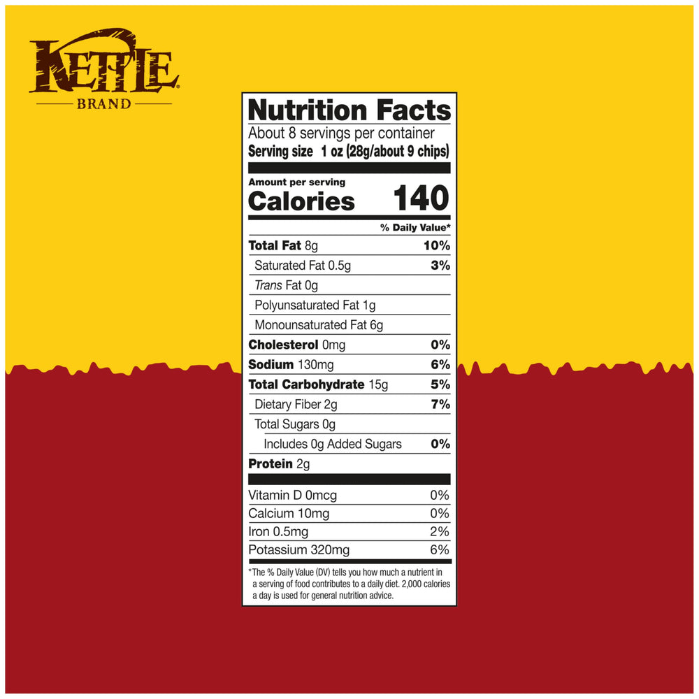 Kettle Brand Habanero Lime chips close-up highlights vivid seasoning for bold flavor.