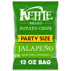 Kettle Brand Jalapeno Chips bag highlighting bold jalapeño flavor for parties.