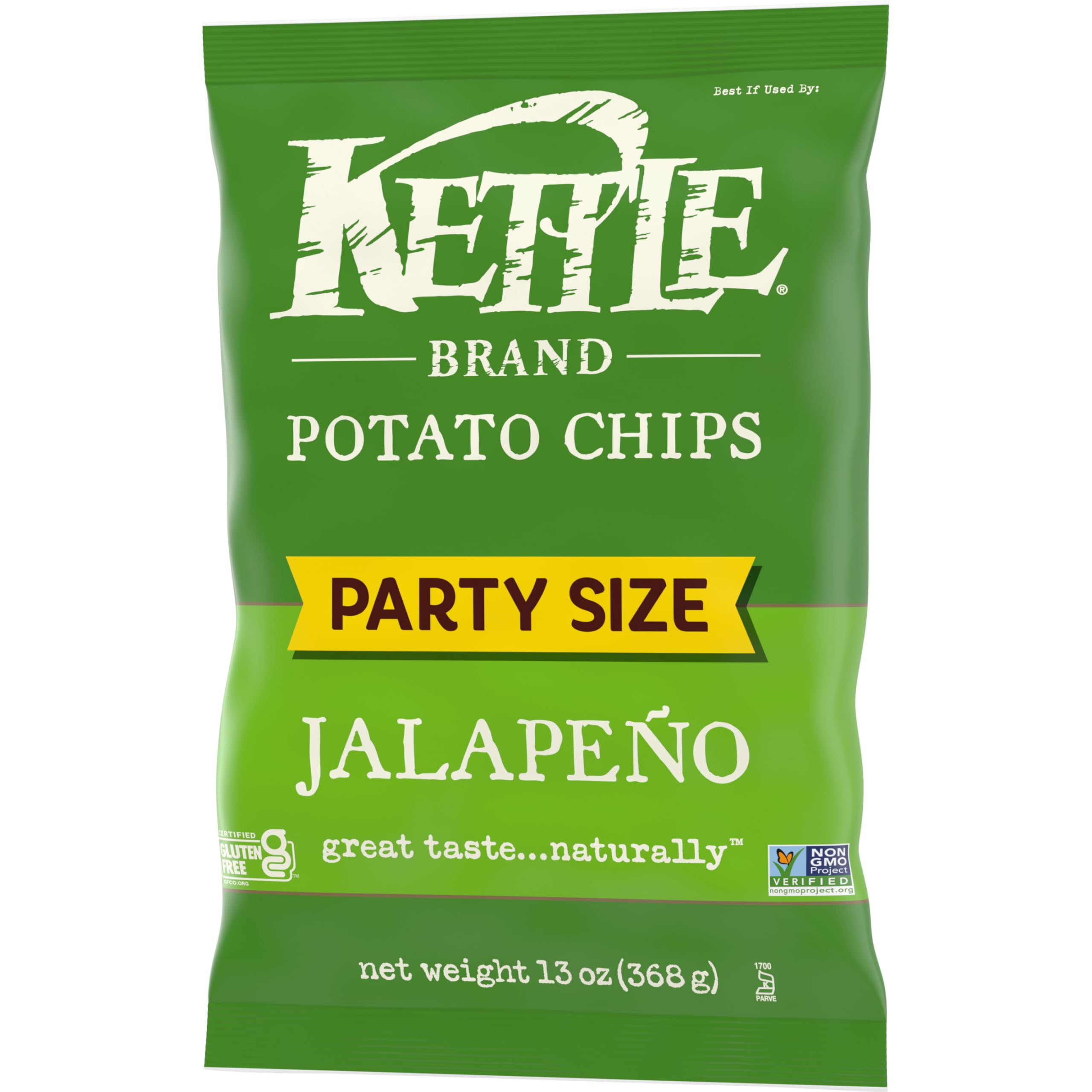 Kettle Brand jalapeno chips beside drinks for festive pairings.