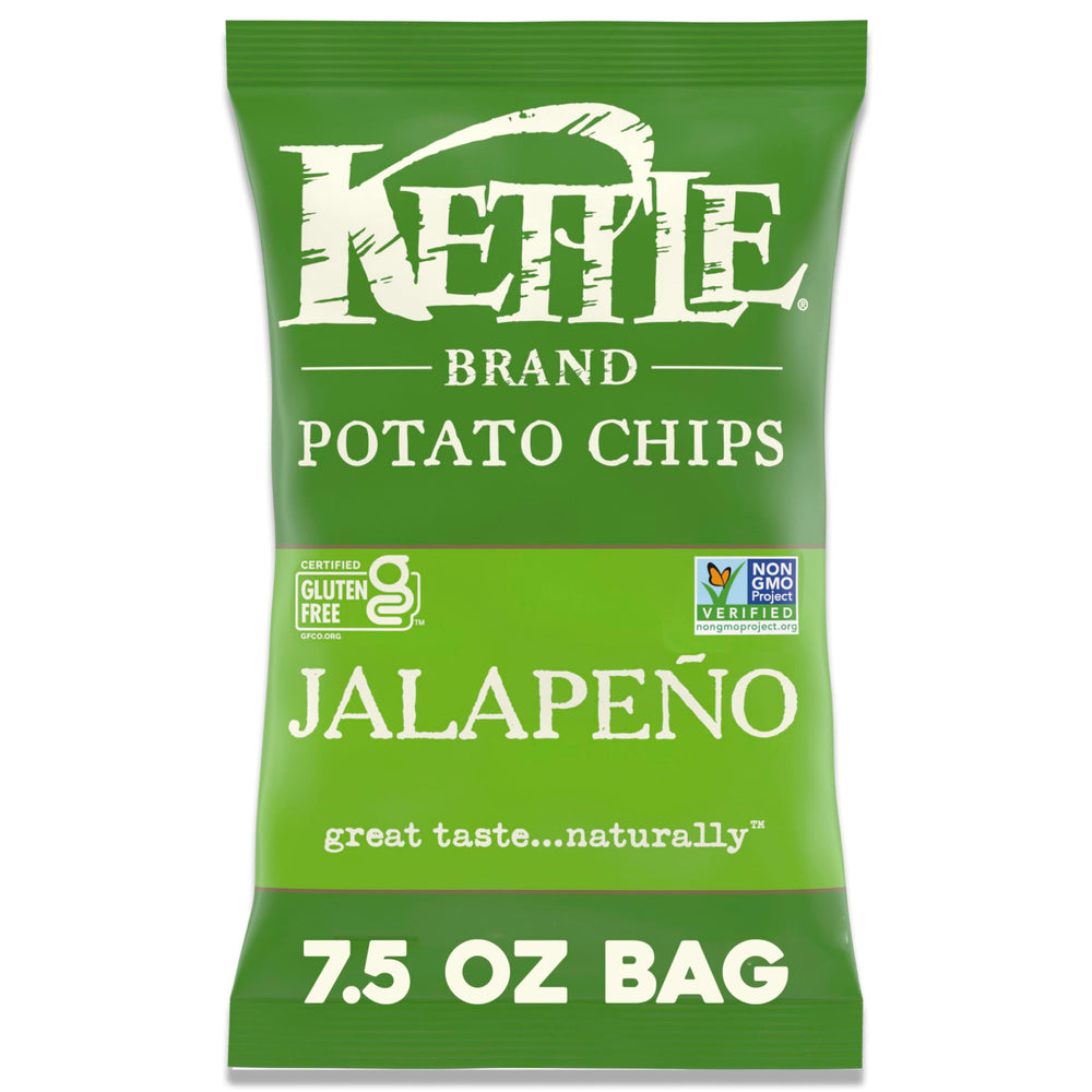 Kettle Brand Jalapeno kettle chips bag with bold flavor and real potato crunch.