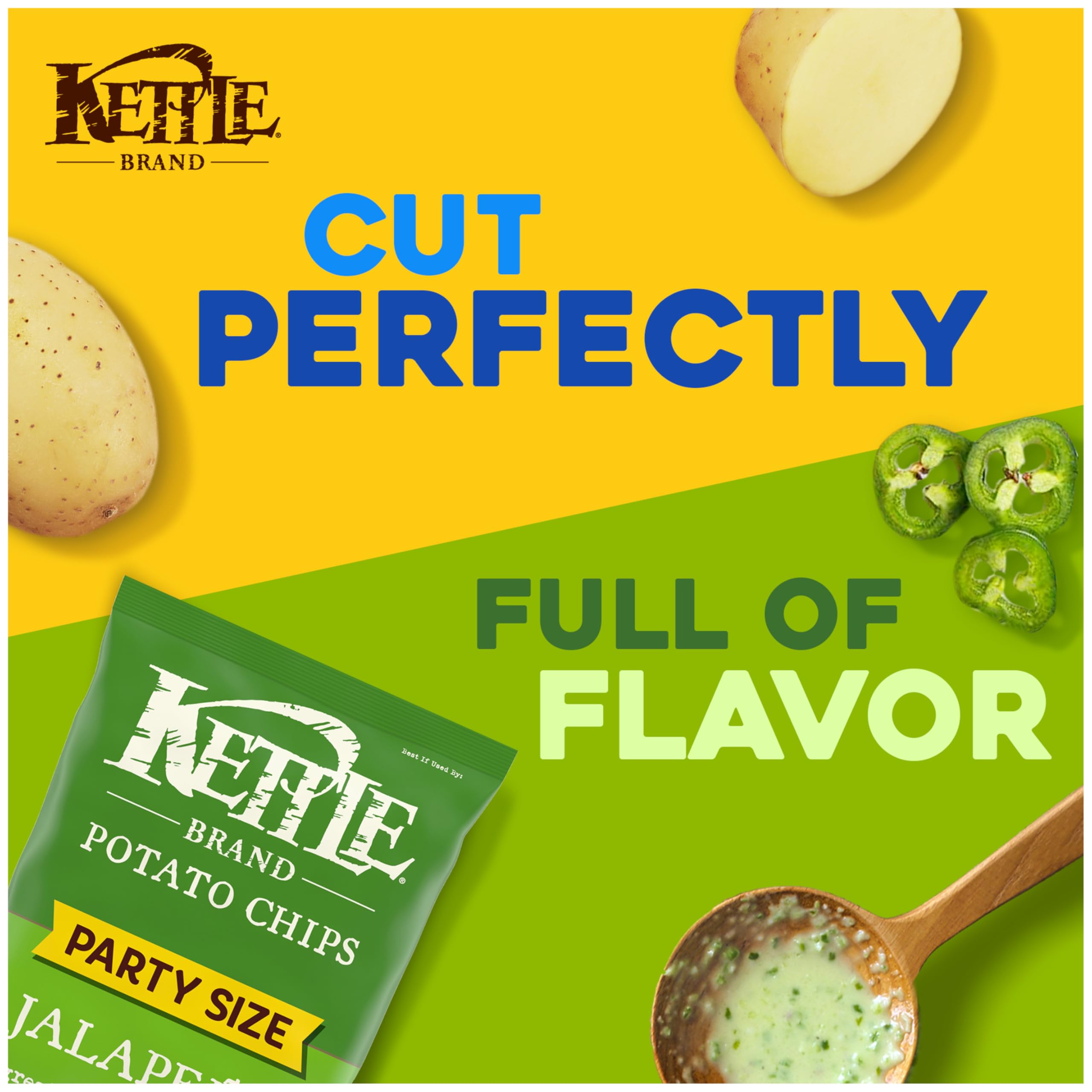 Kettle Brand kettle-cooked crisp close-up showing hearty crunch in every bite.