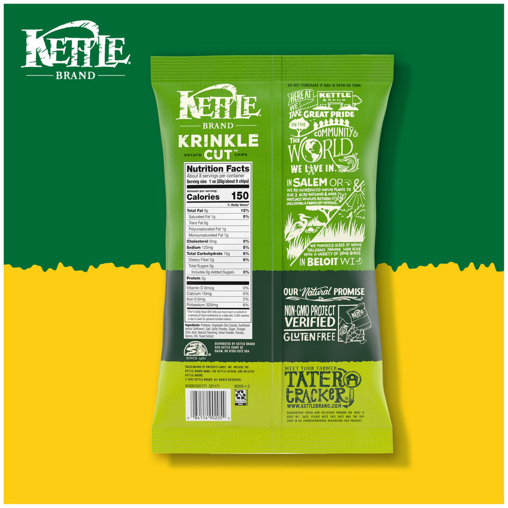 Non-GMO and gluten-free badge on Kettle Brand packaging
