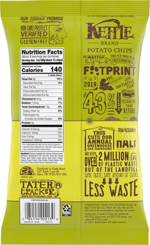 Close-up of Kettle Brand Pepperoncini chips showing crisp, kettle-cooked texture.