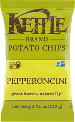 Kettle Brand Pepperoncini chips beside a hero sub, great sandwich companion.