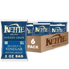 Kettle Brand Salt & Vinegar 2oz bag in a six-pack for on-the-go snacking
