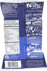 Close-up of Kettle Brand Salt & Vinegar chips showing golden crunch.