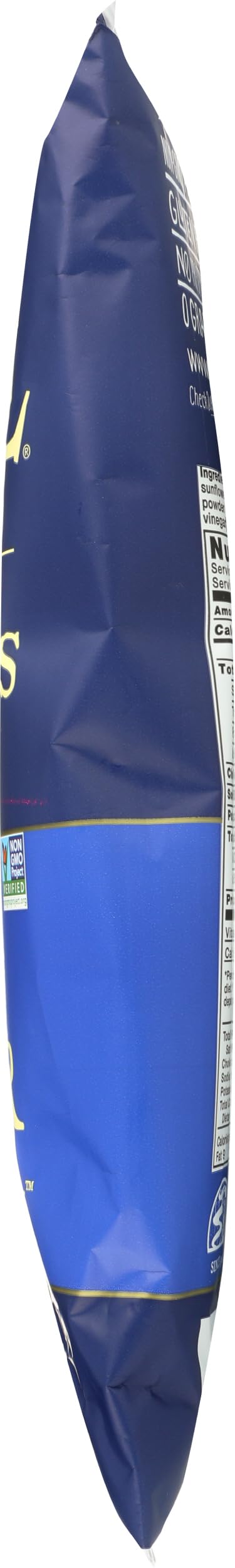 Kettle Brand Salt & Vinegar chips preservative-free label for clean snacking.