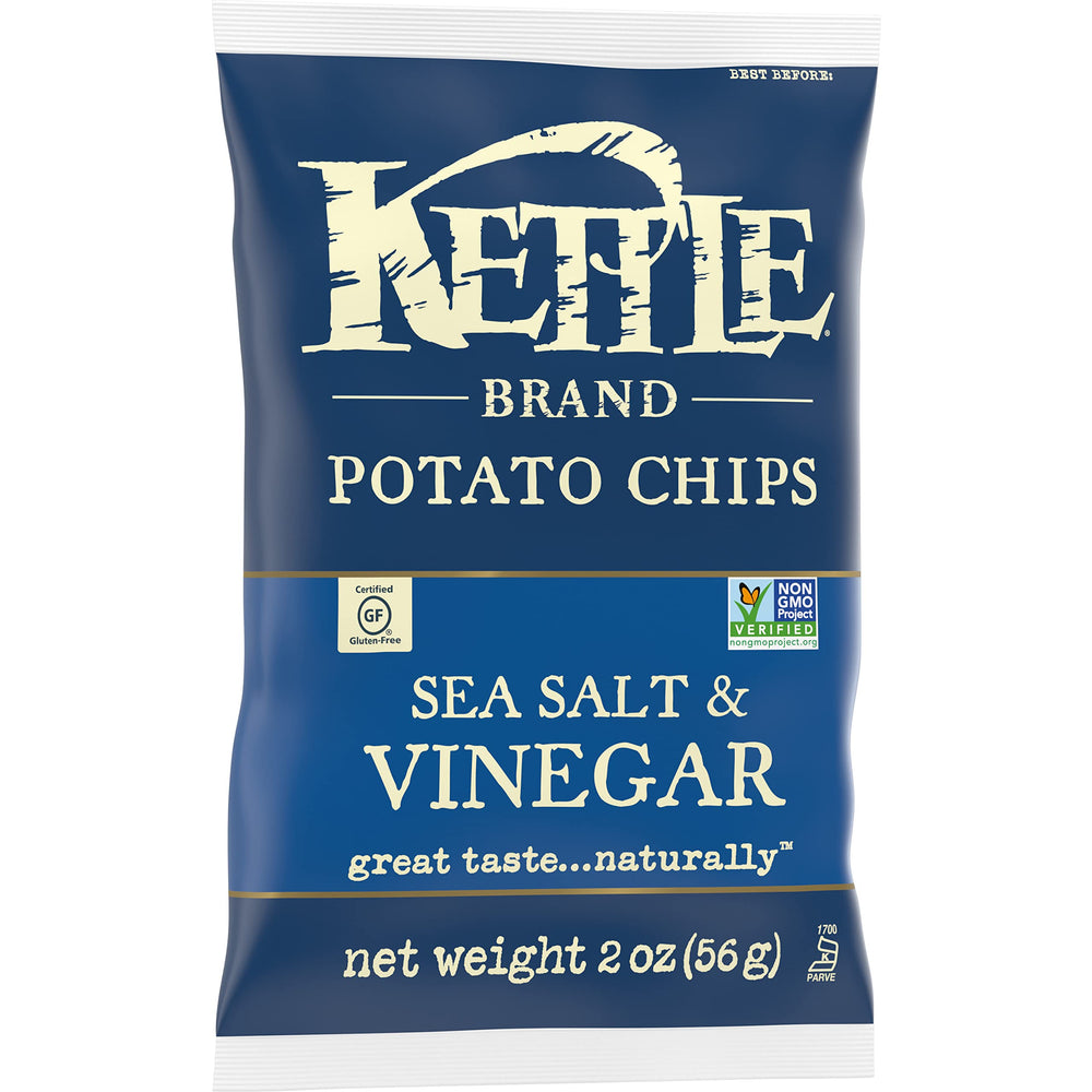 Kettle Brand Salt & Vinegar with Non-GMO and gluten-free labeling