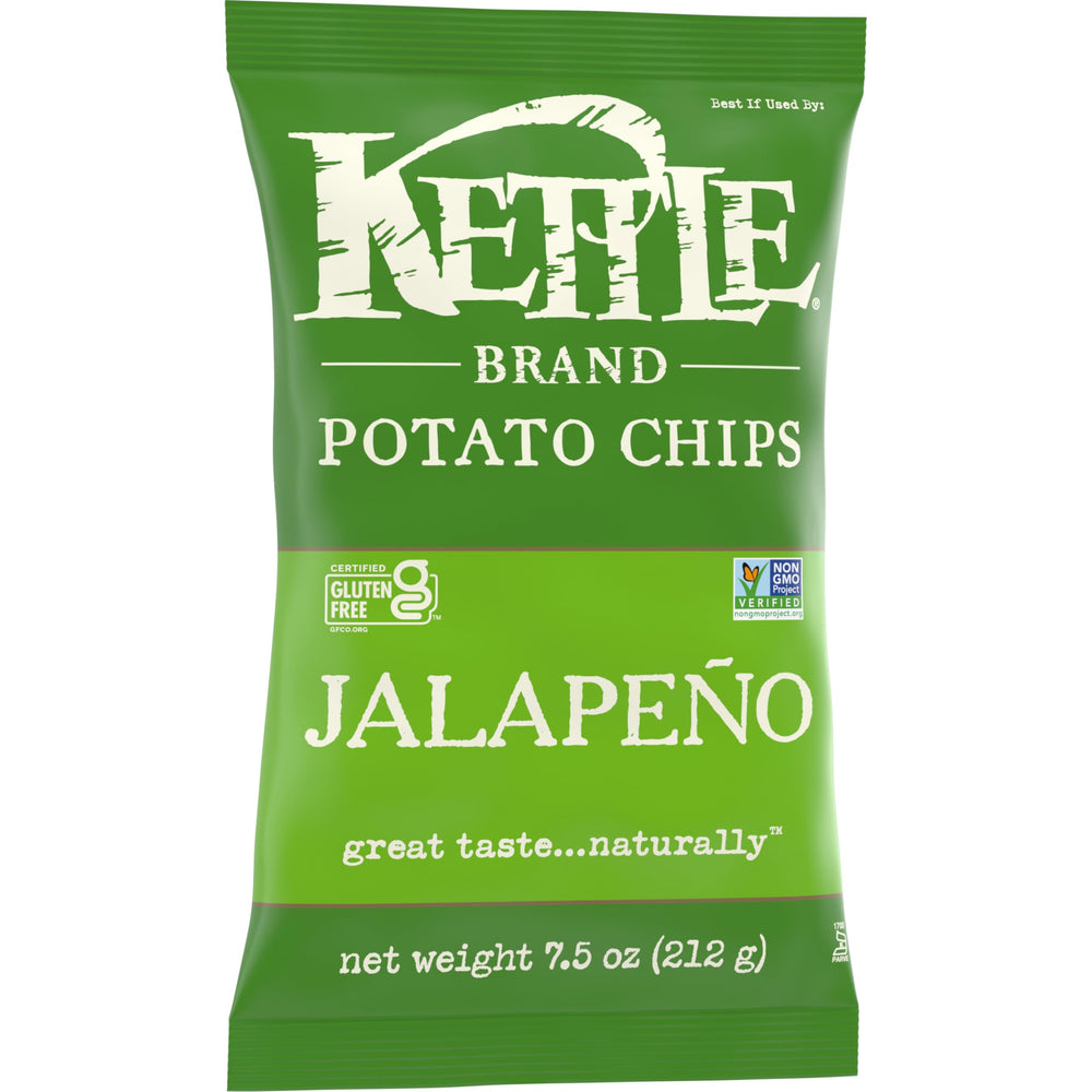Kettle Brand Jalapeno chips served beside a sandwich for a bold side.