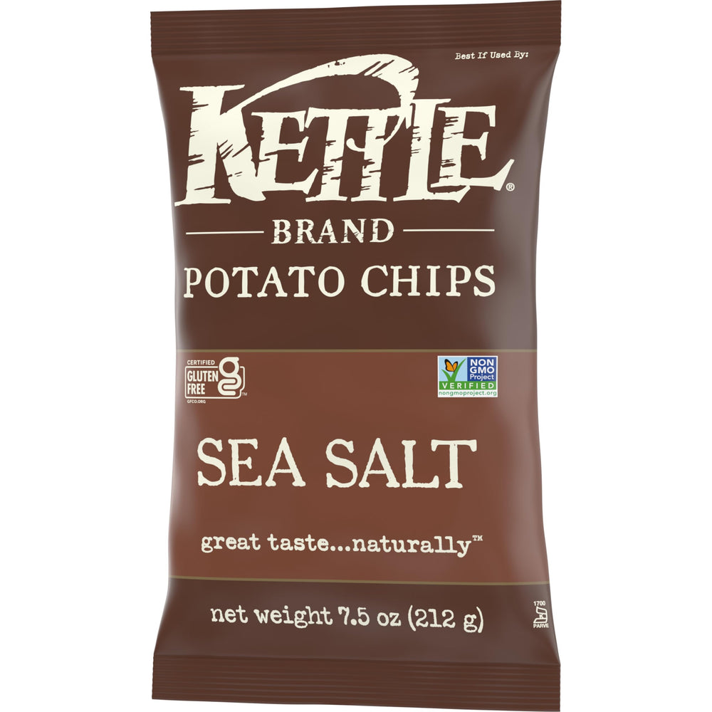 Kettle Brand Sea Salt Chips in a glass bowl, ready for guests.