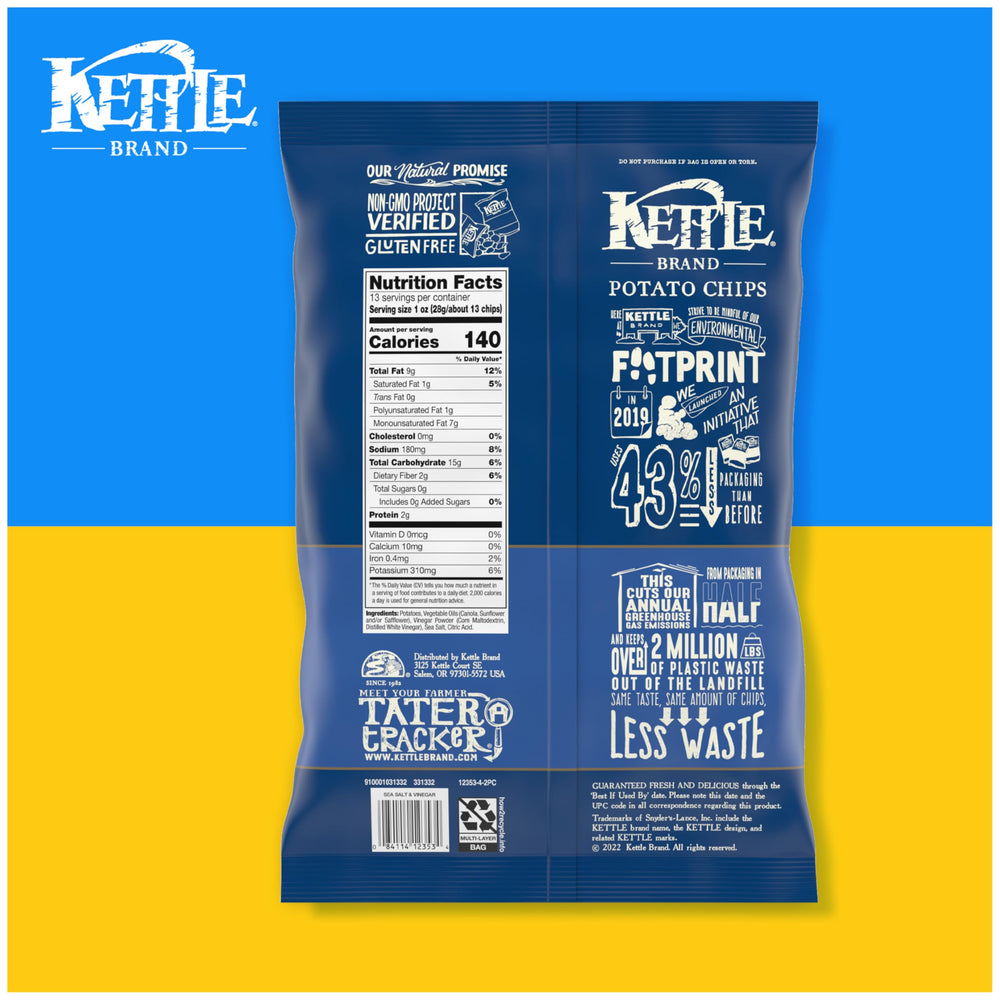 Kettle Brand kettle-cooked chips with a hearty crunch.