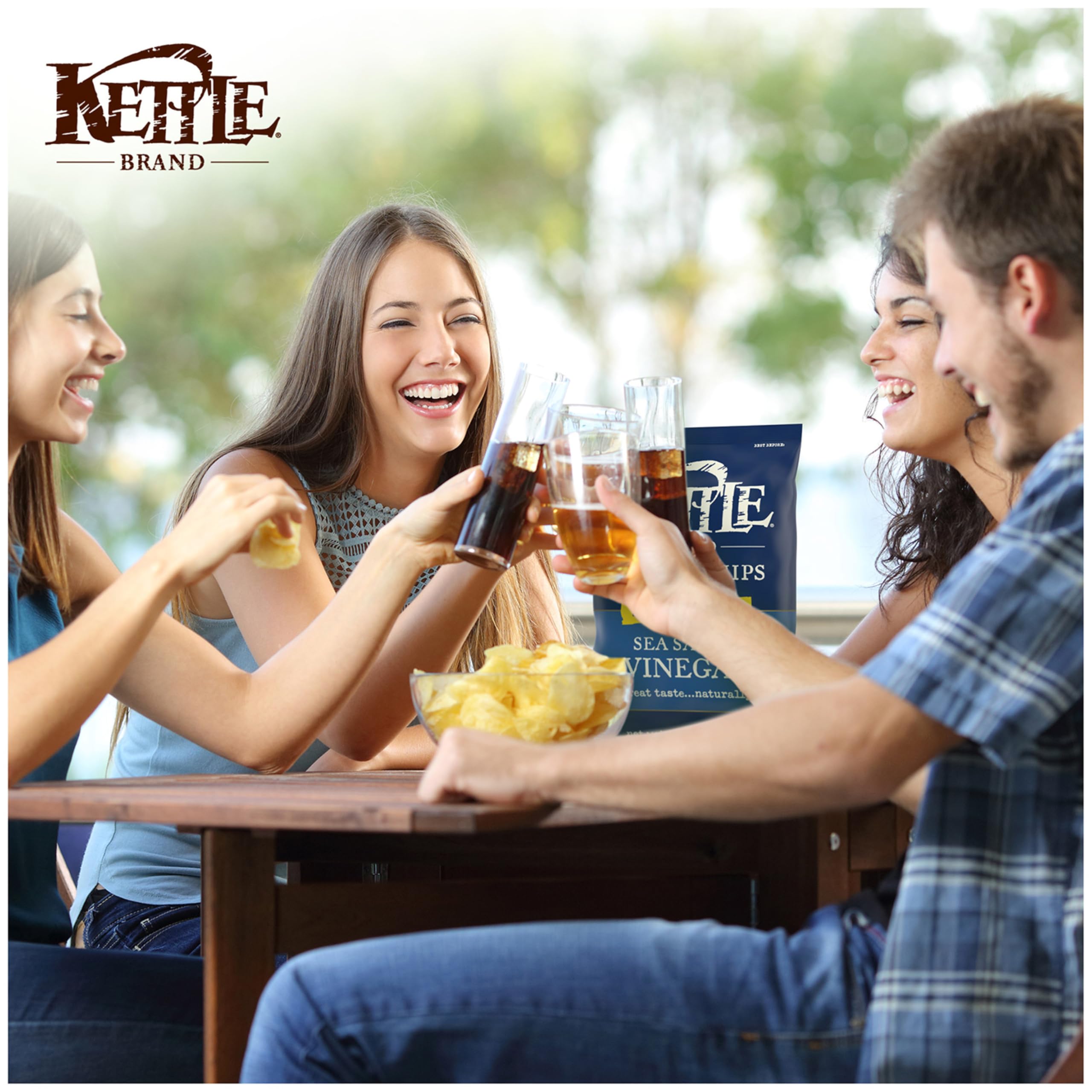 Kettle Brand Sea Salt & Vinegar cup portion ready for a quick snack.