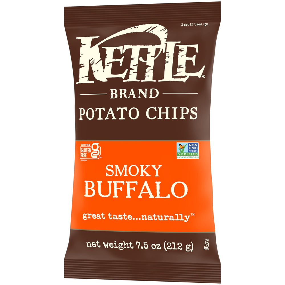 Kettle Brand Smoky Buffalo chips product image showing real potato goodness.