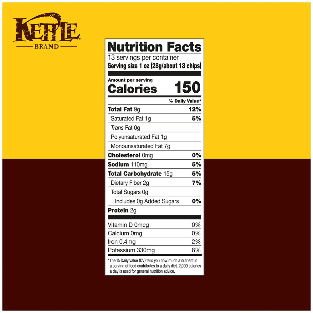 Kettle Brand chips, thinly sliced potatoes, sizzling aroma.