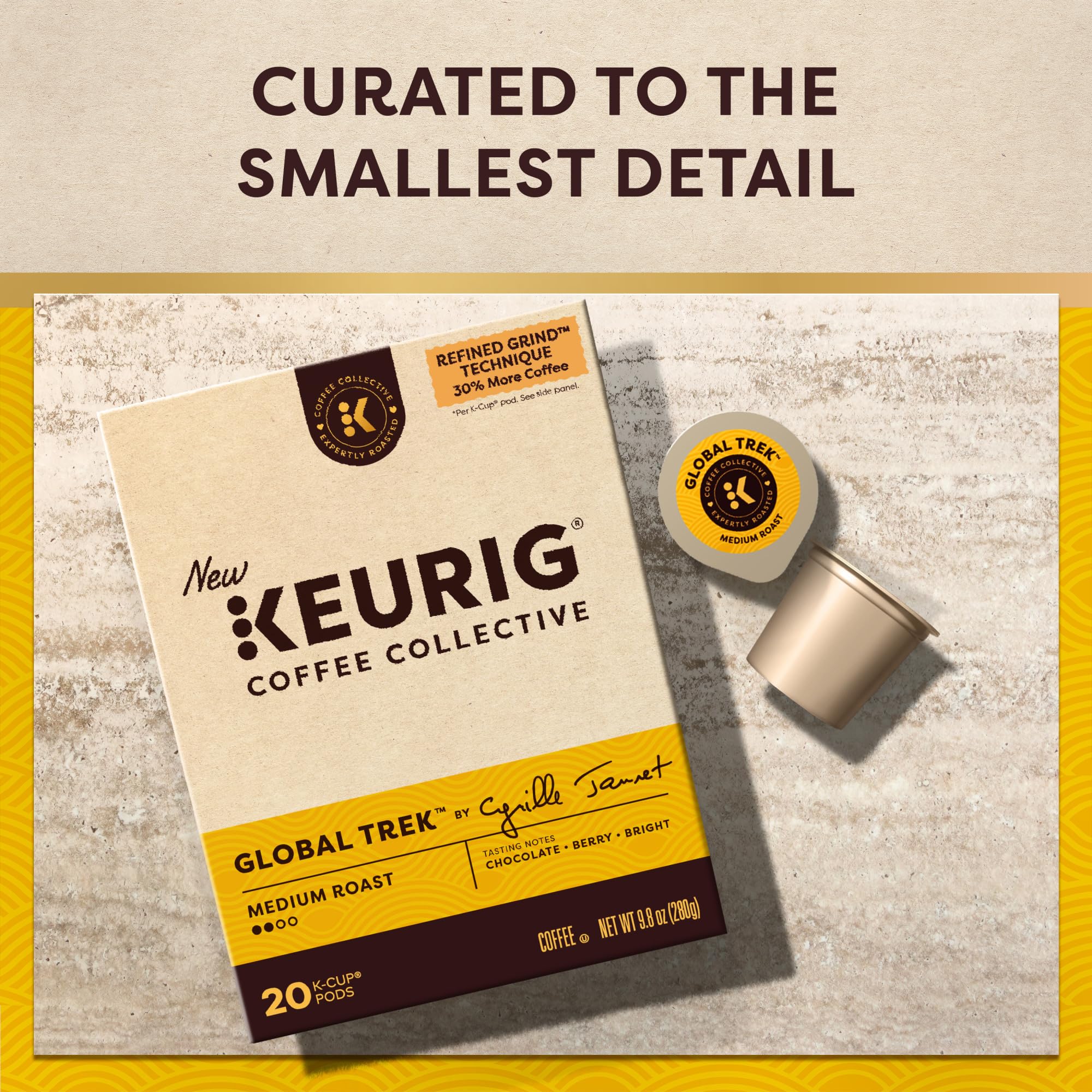 Keurig Coffee Collective Global Trek Ethiopian notes image promotes vibrant fruit flavors.