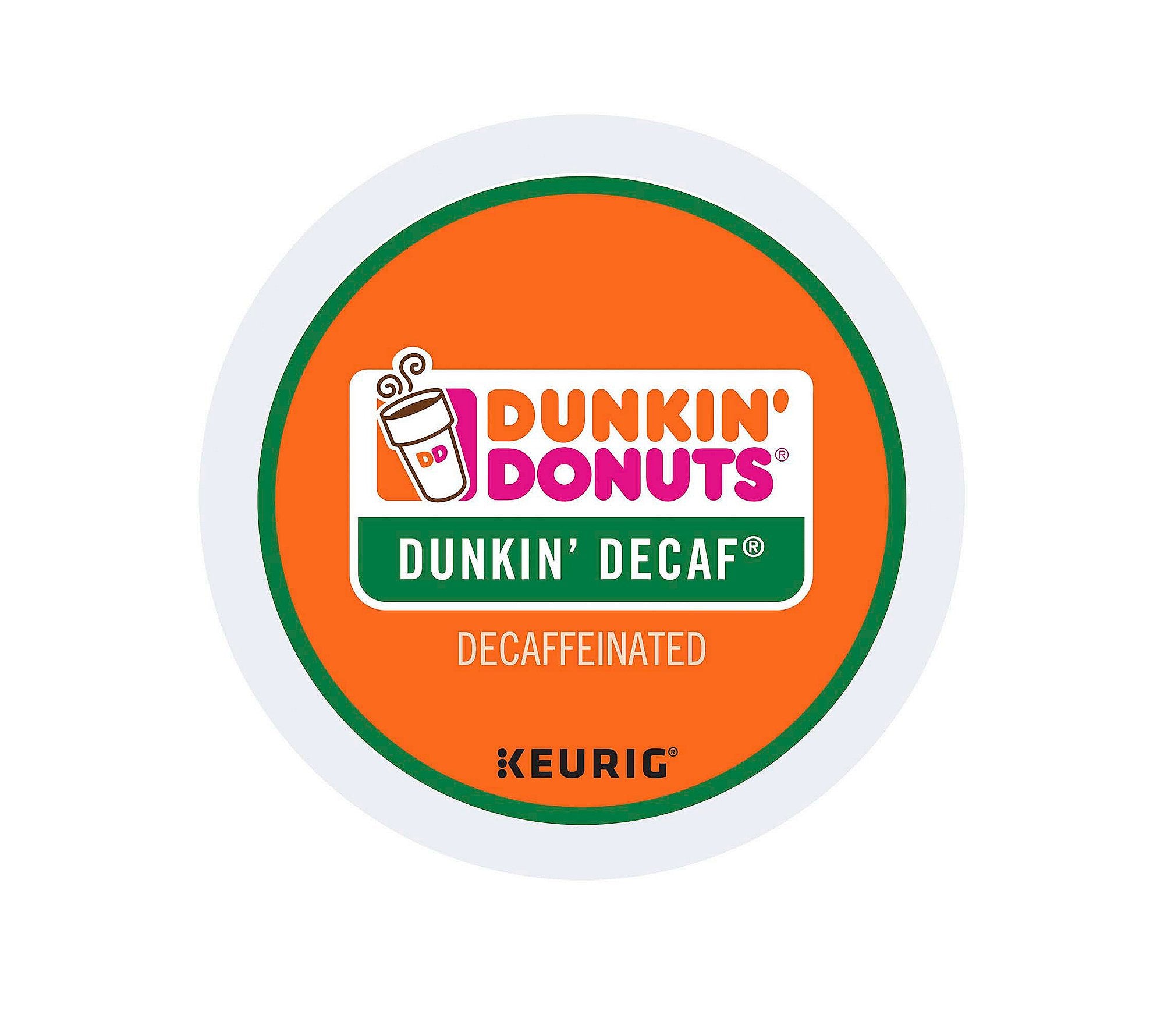 Keurig Dunkin Decaf K-Cup pods in box display, convenient for everyday use.