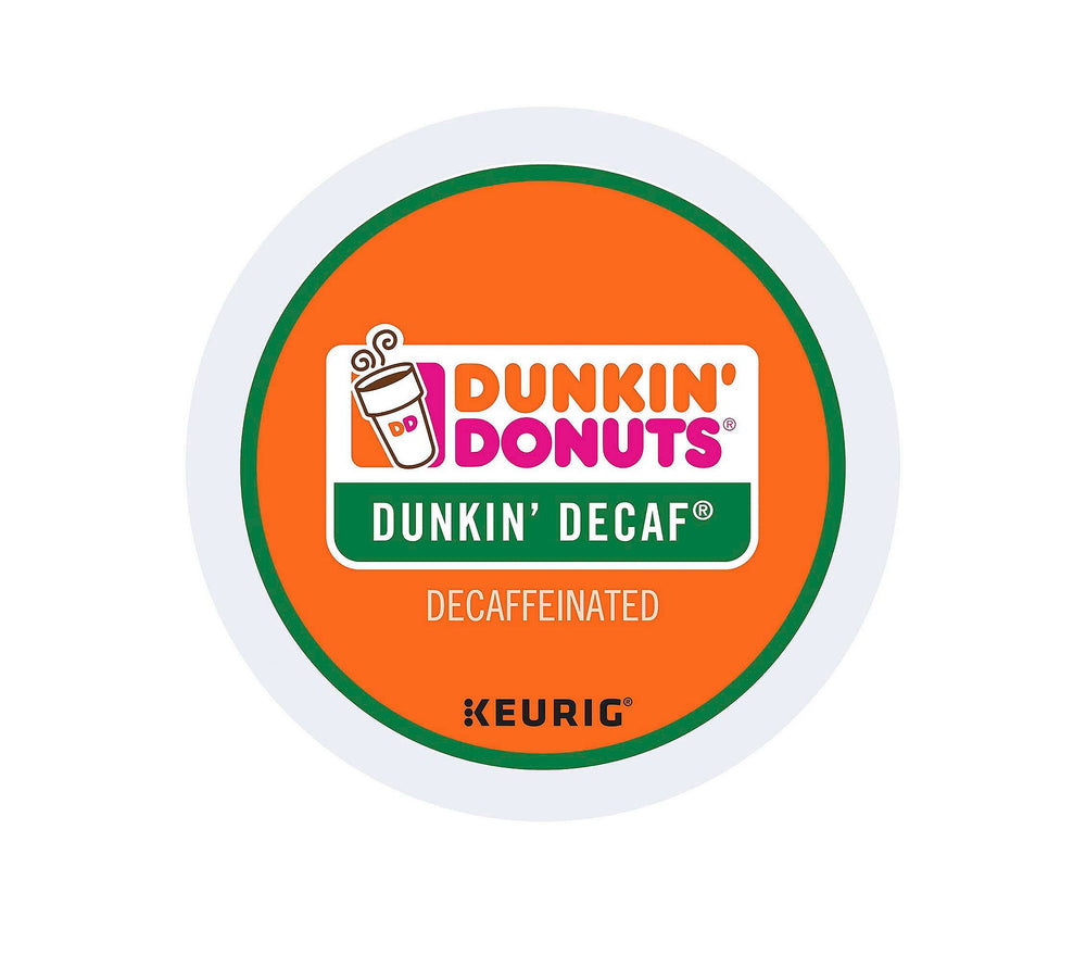 Keurig Dunkin Decaf K-Cup pods in box display, convenient for everyday use.