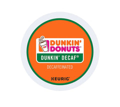 Keurig Dunkin Decaf K-Cup pods in box display, convenient for everyday use.
