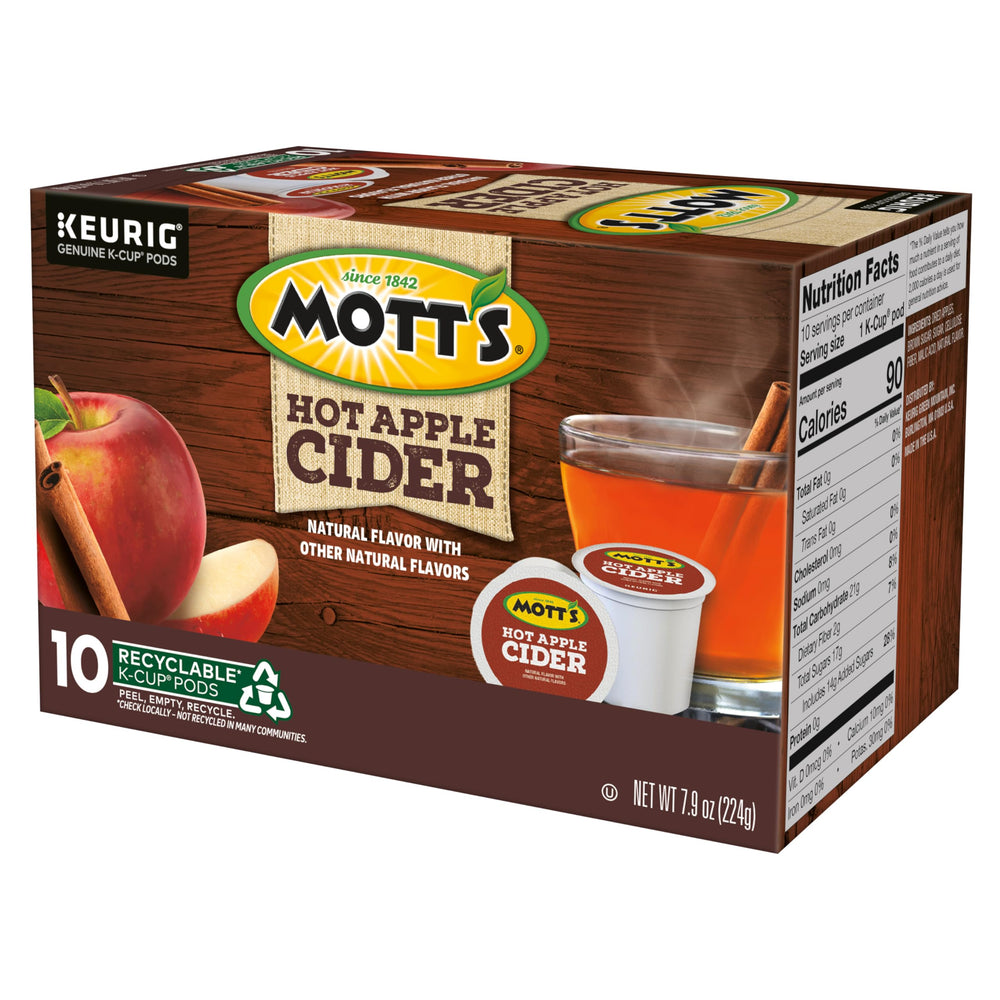 Keurig Mott's Fall Spice Apple Cider highlights gluten-free, caffeine-free apple goodness.