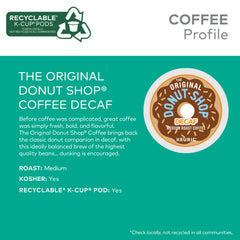 Keurig Original Donut Shop Decaf K-Cup pod stack showing pod design