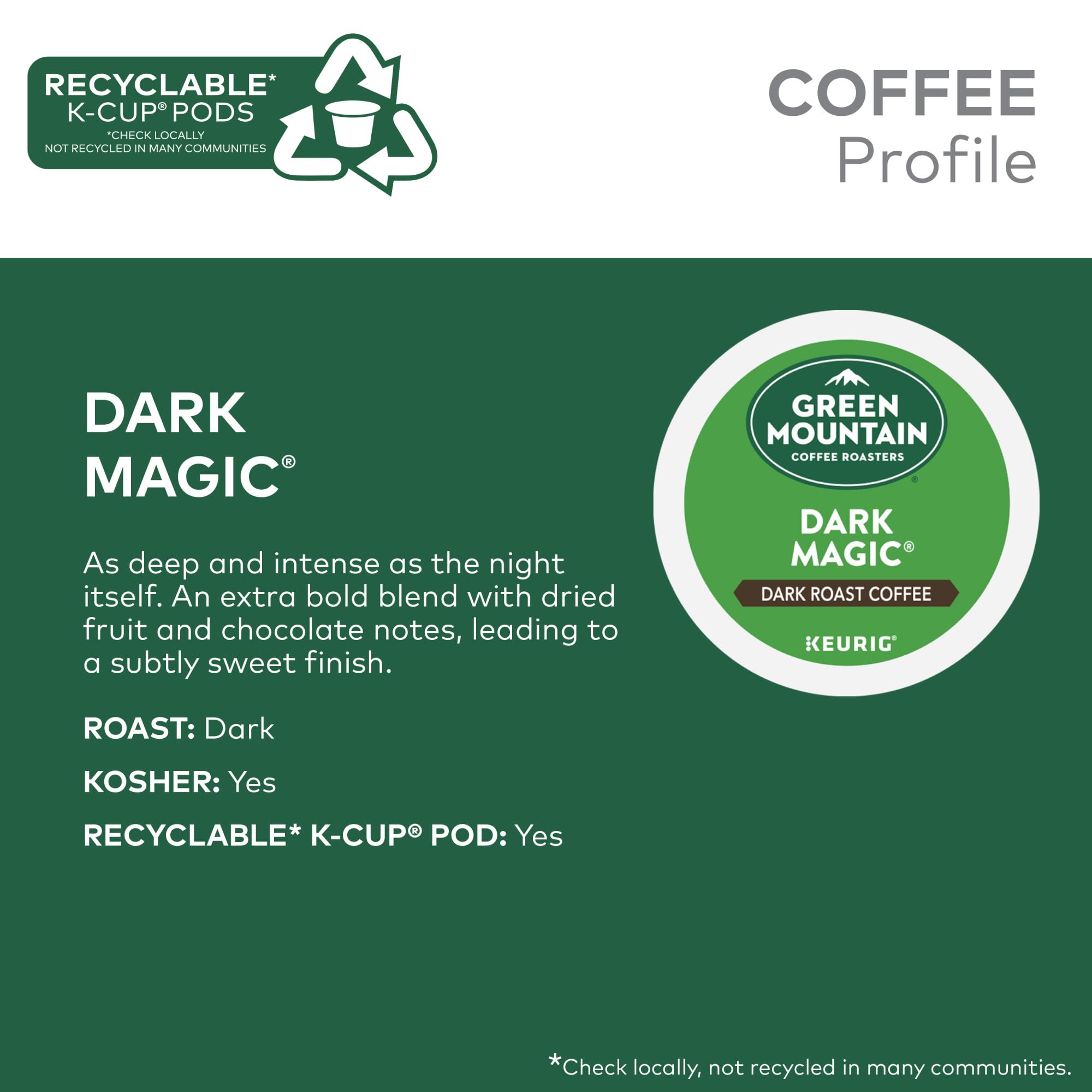 Green Mountain Dark Magic is compatible with Keurig brewers.