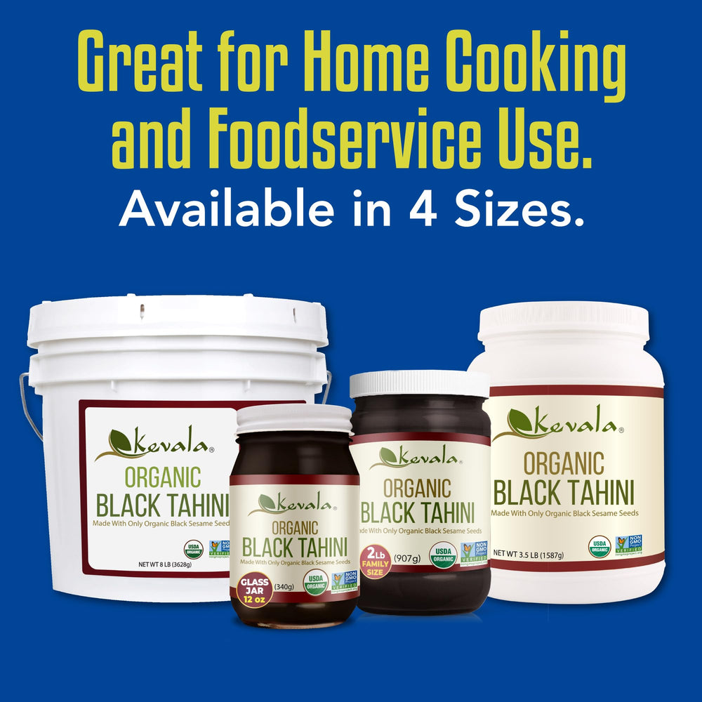 Kevala black tahini creamy sauce base supports dips and desserts