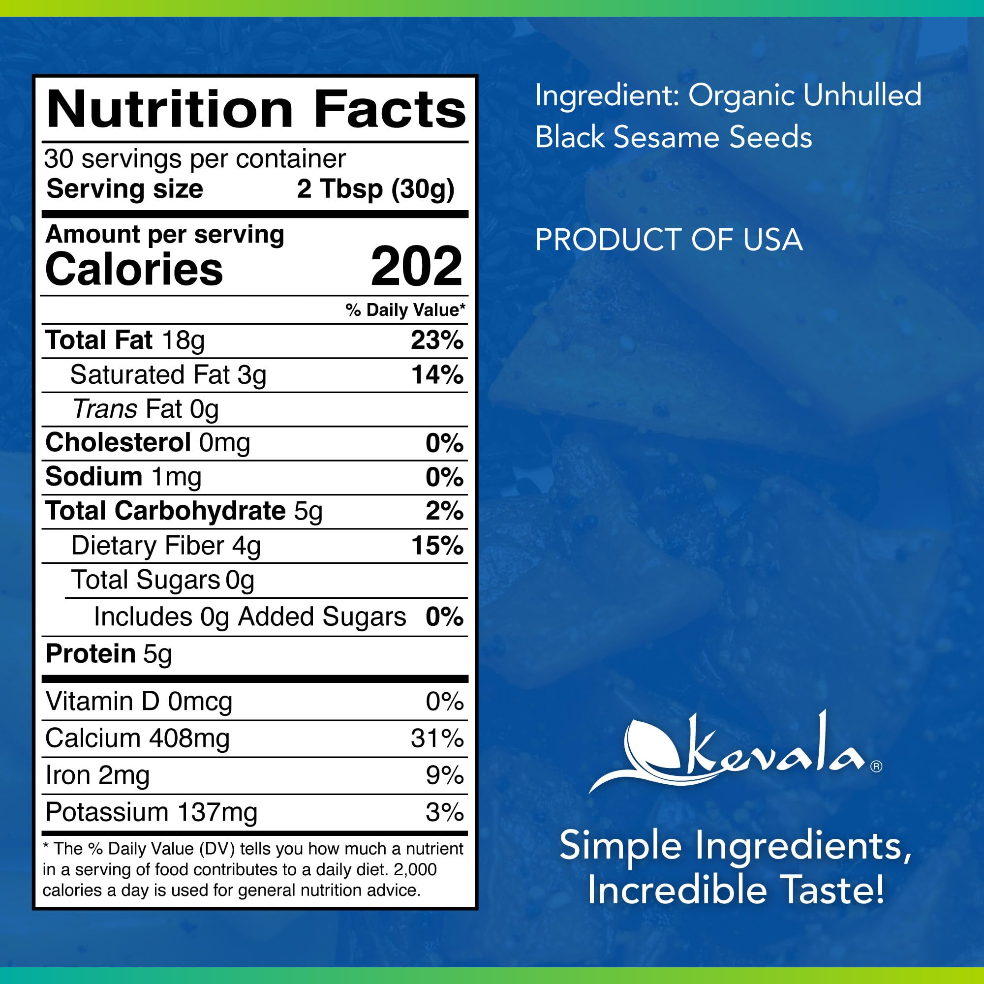 Kevala black tahini gluten-free paste ideal for gluten-free diets and safe snacking