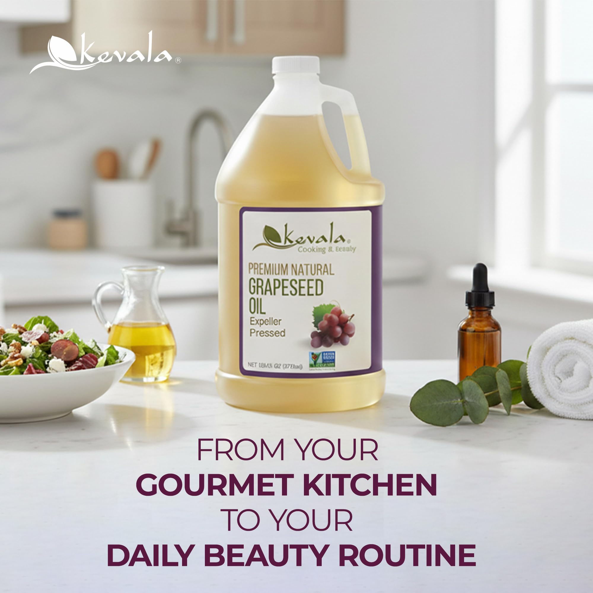 Close-up of Kevala grapeseed oil texture ideal for skincare.