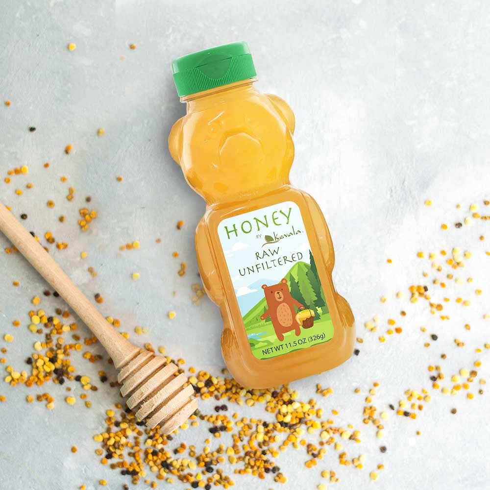 Kevala honey bear-shaped bottle makes family-friendly serving convenient.